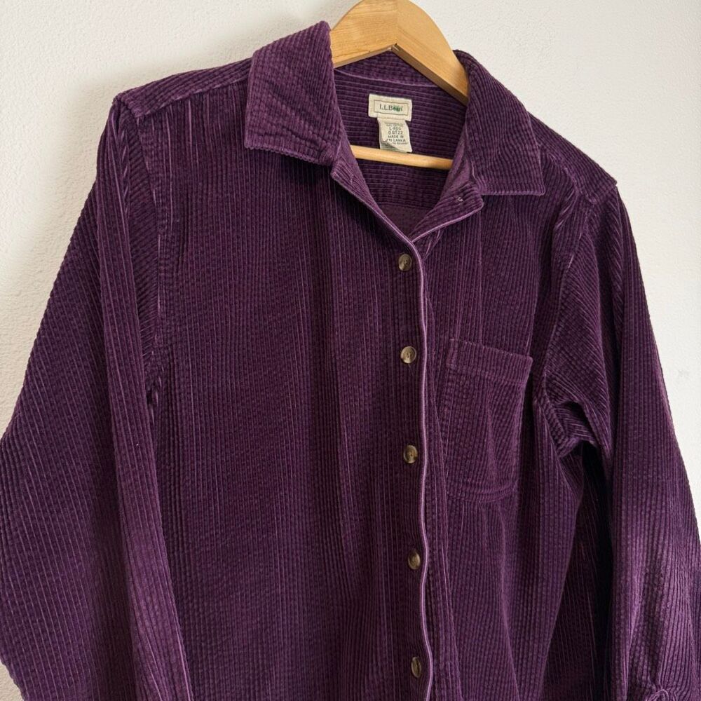 LL Bean Purple Corduroy‎ Shacket Size Large